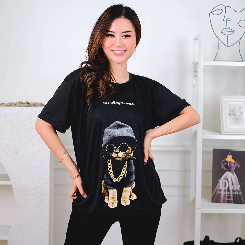 AFI - EC - Kaos Oversize Wanita Stop Talking Like trash (LD 106, P 65)