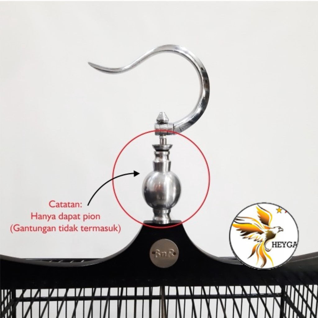 PION SANGKAR KANDANG BURUNG KOTAK STAINLESS BULAT MAHKOTA GANTUNGAN BESI LOGAM ALUMUNIUM PKBLT