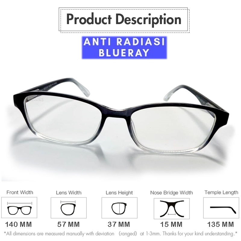 Kacamata Anti Radiasi (Design Korea) Pria dan Wanita Kacamata Blueray Kacamata Fashion Anti Radiasi Sinar Biru Komputer Hp Eyeglasses Protection Lensa Blue Light Blocking Unisex Kacamata Dewasa Normal Transparan