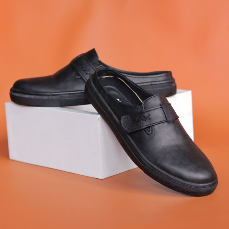 FULL KULIT COD TERLARIS- SEPATU SLOP KULIT ASLI ! BLACKMASTER BUSTONG Slop Original CH