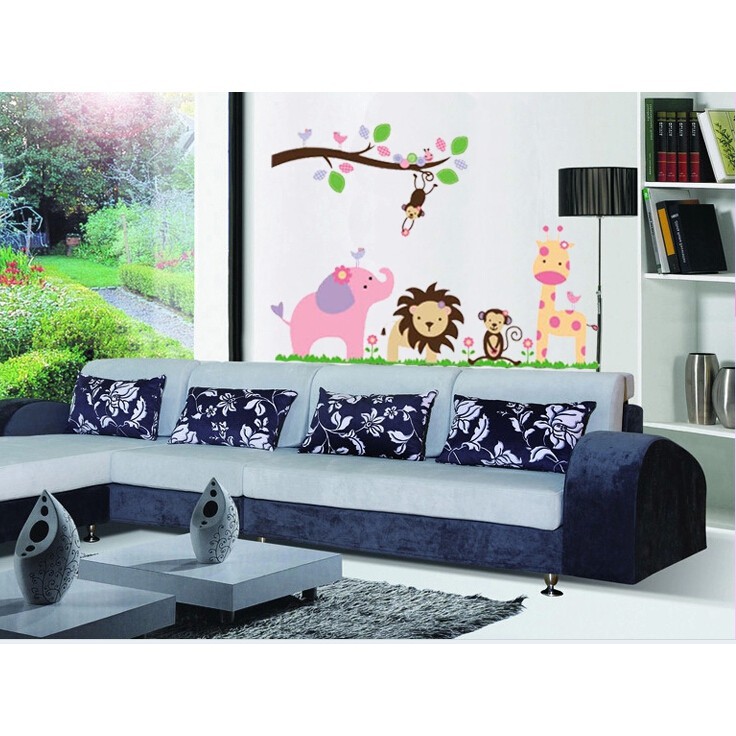 WALLSTICKER STIKER DINDING AY 869 GAJAH PINK UK 90X60