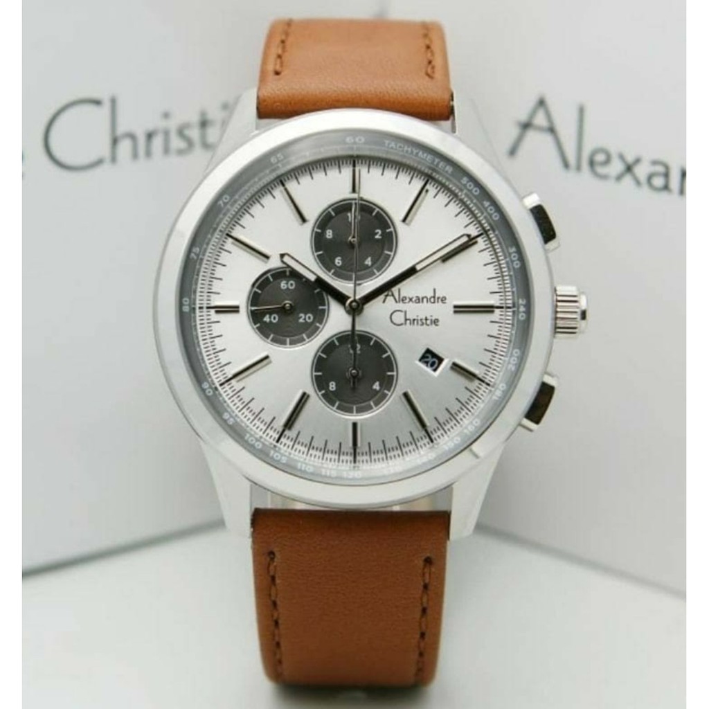 Alexandre Christie Ac 6557 Silver White Jam Tangan PrIa Original Dia 4,4 Cm