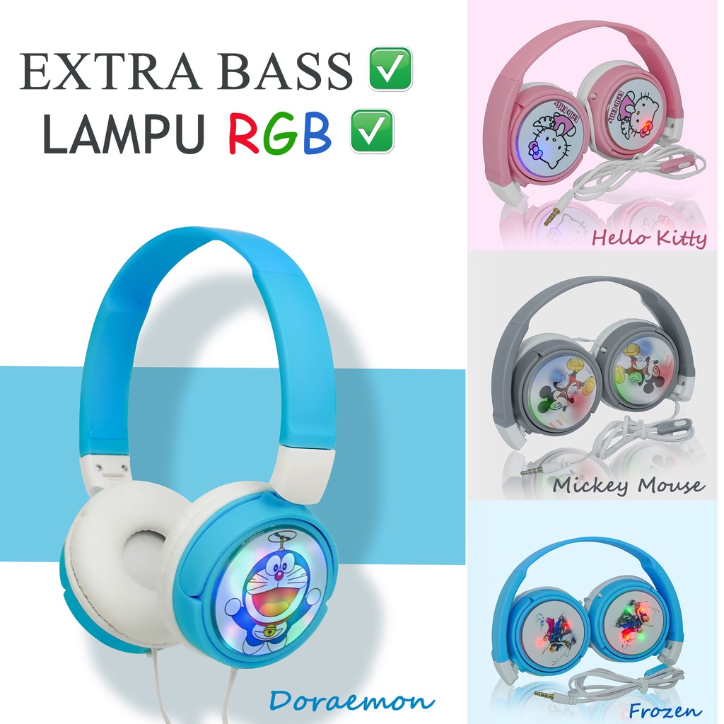 Roxyroxy - Headset Bando Anak Headphone Bando Termurah Karakter Motif Kartun Headphone Bando Earphone + Mic