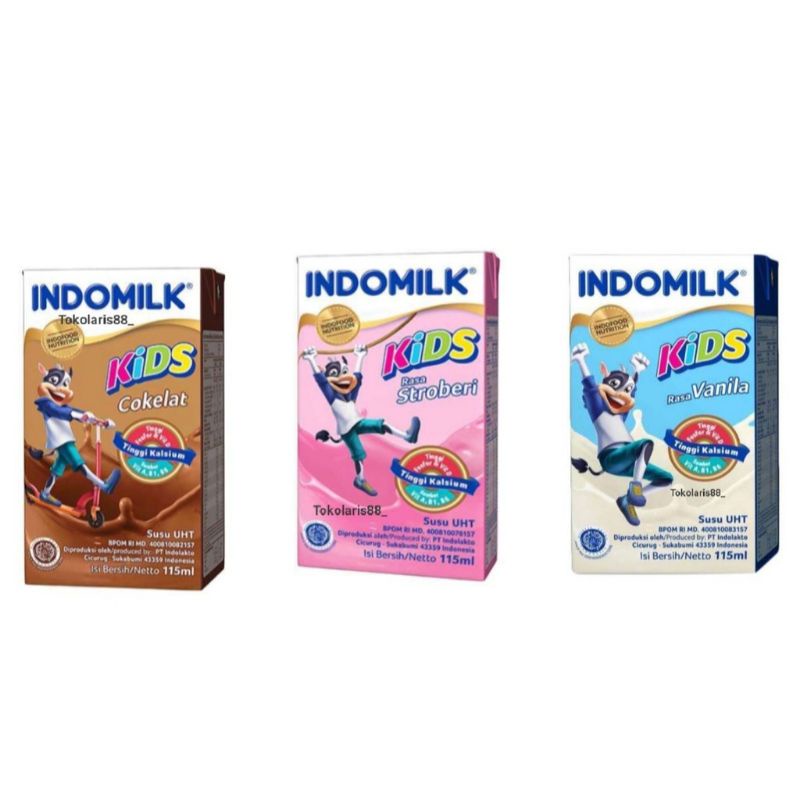 

Indomilk kids uht 115ml rasa coklat vanila strawberry