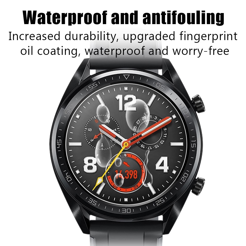 For 1pc Pelindung Layar Tempered Glass Full Cover Hd Bening Anti Gores Untuk Huawei Watch Gt / Gt2