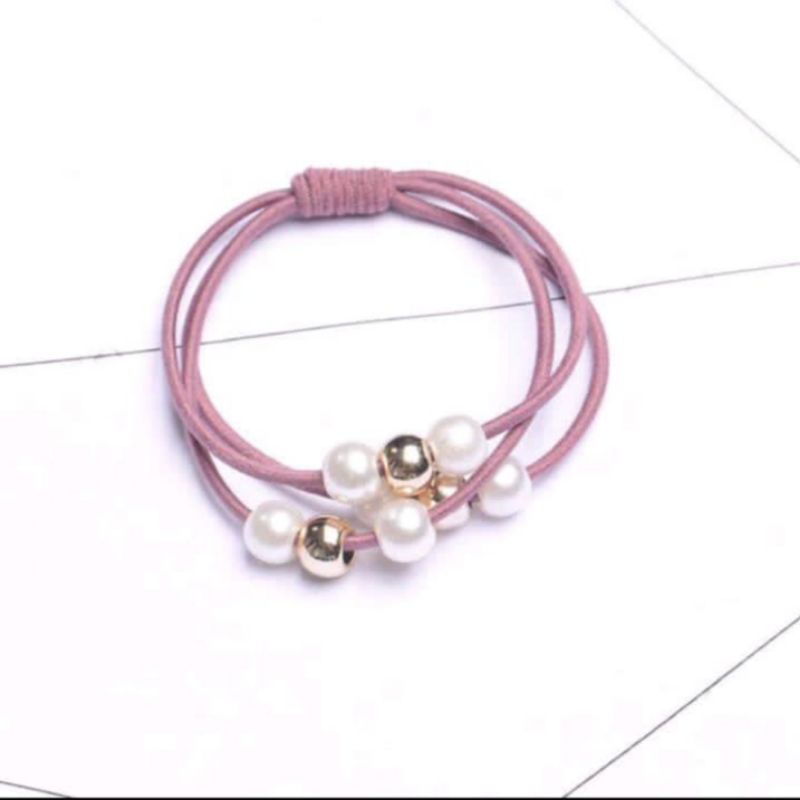 IKAT RAMBUT &amp; GELANG KOREA DENGAN MUTIARA ISI 5 PCS