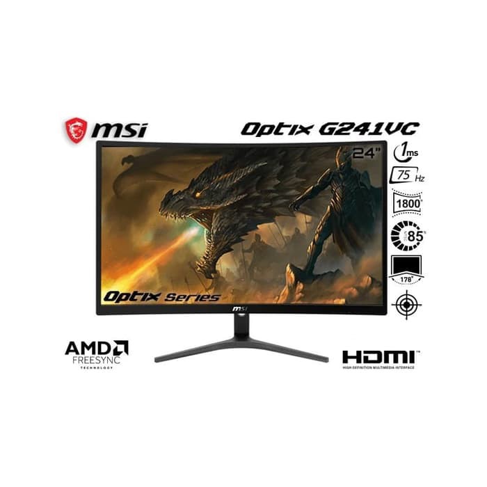 MSI Optix G241VC 24&quot; Curved Gaming Monitor - 1080p FHD 75Hz 1ms