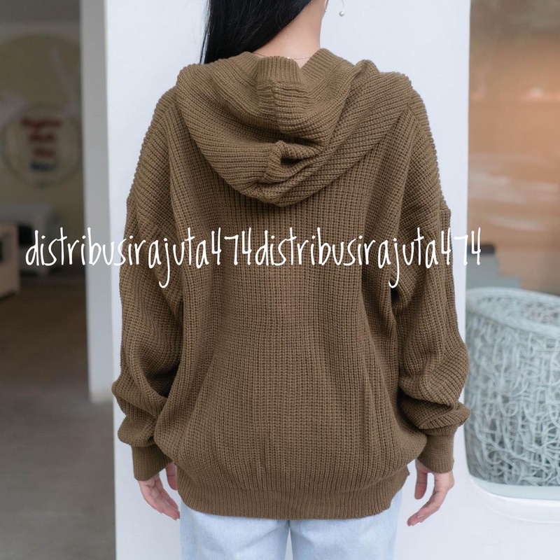 JAKET SWEATER HOODIE RAJUT OVERSIZE RESLETING TEBAL