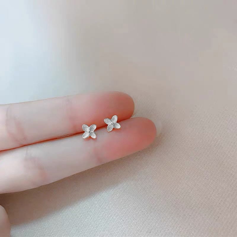 Roselife 1 Pasang Anting Tusuk Silver S925 Desain Bunga Kincir Angin Mini Anti Alergi Untuk Wanita