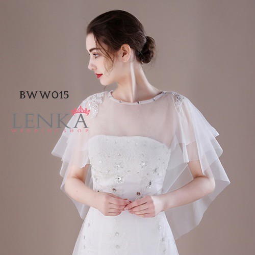 [SIAP KIRIM] BOLERO PENGANTIN WANITA MODERN PESTA RENDA PUTIH KOREA BWW015