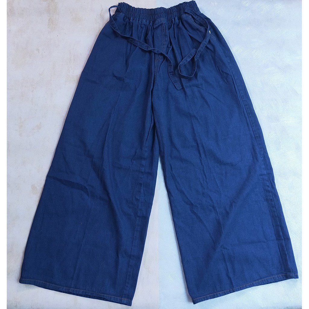 CELANA KULOT JEANS POLOS JUMBO S M L XL XXL HITAM NAVY ICE BLUE-navy