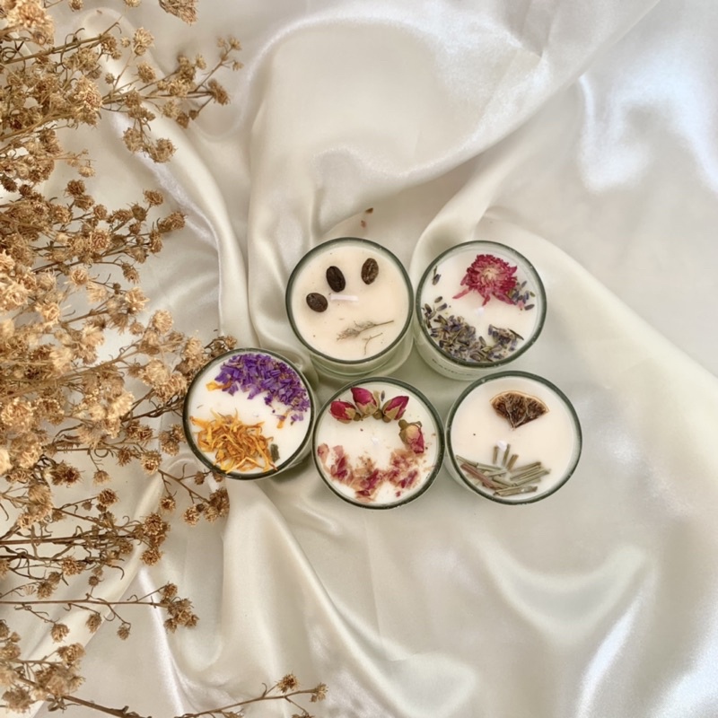 Lilin Aromaterapi Premium - Scented Candle - Dried Flower - Lilin Wangi - Souvenir Hampers Wedding Pernikahan Hadiah Kado | christmas Candle Lilin Natal