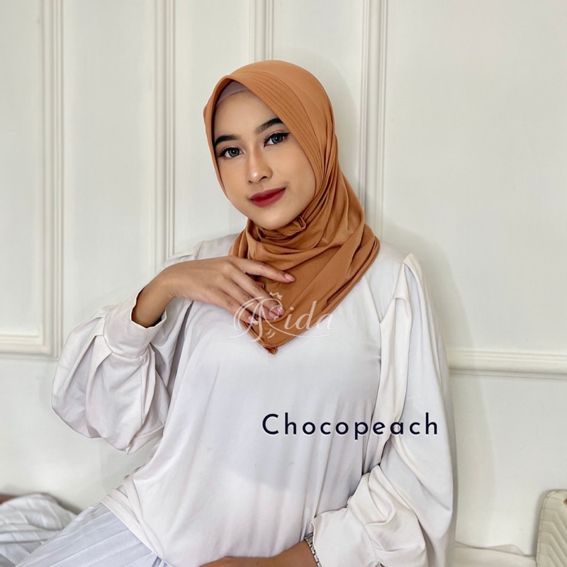 Jilbab Sport Volly Jersey Hijab Instant-Chocopeach