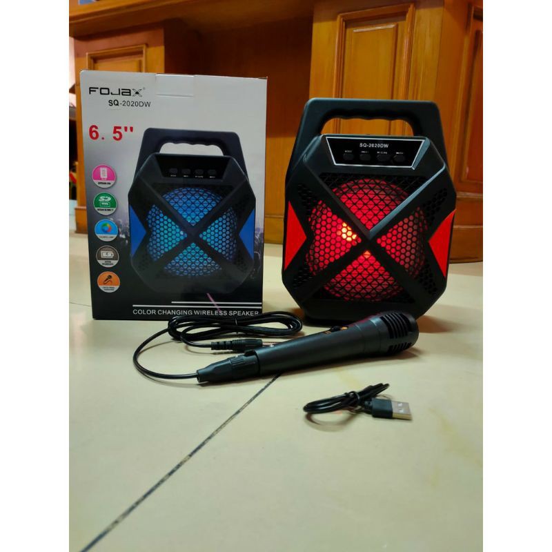 SQ-2020 DW 6.5" Speaker Wireless Portable Speaker Bluetooth Bonus Mic Karaoke