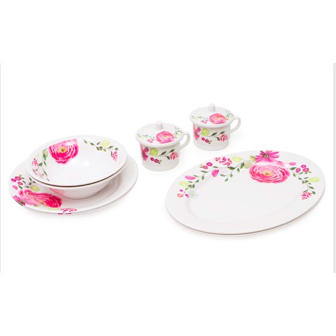 Onyx Seiv Elona Melamine Motif Set Of 10 piring saji melamin komplit lengkap bunga