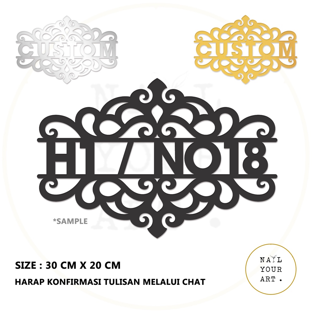 Hiasan Pintu / Nomor Rumah- Sign Laser PLAT AKRILIK ORNAMENT CUSTOM