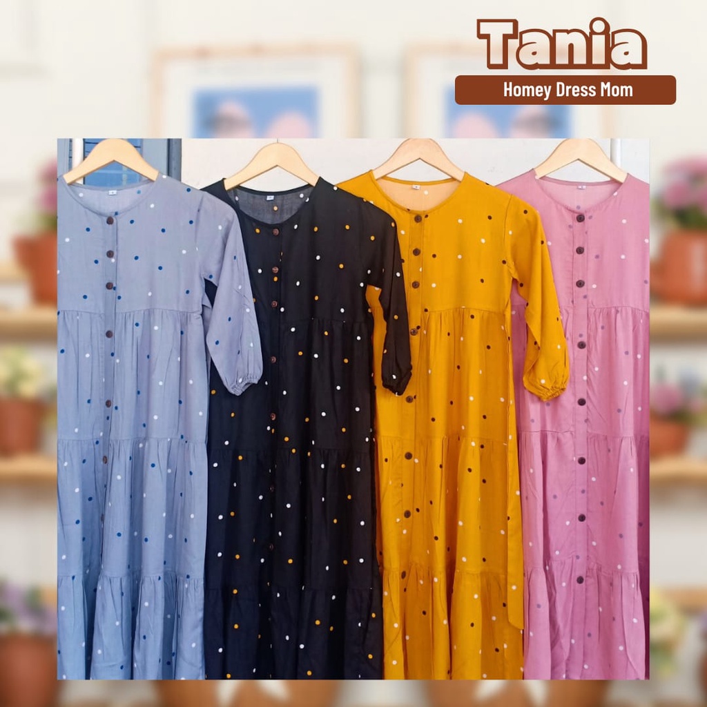 TERMURAHH!!! HOMEY DRESS GAMIS DEWASA MOTIF POLKA TANIA BAHAN KATUN RAYON PREMIUM NYAMAN DIPAKAI | BISA COD