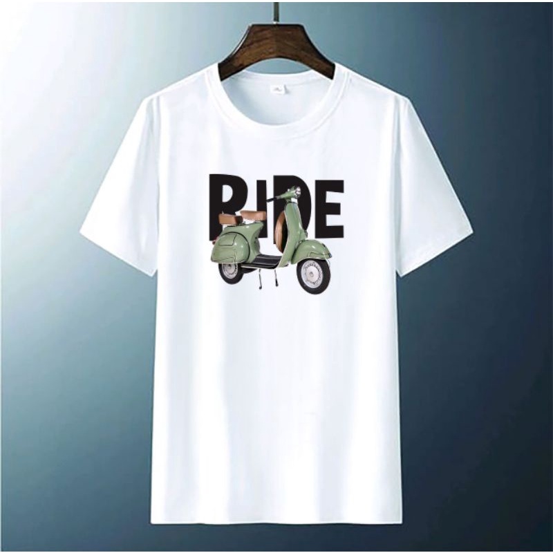 Kaos pria ride vespa baju oblong unisex atasan lengan pendek baju distro