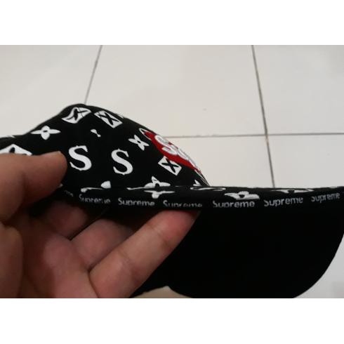Topi Lv Supreme Putih Full Logo Import X45 Cuci Gudang