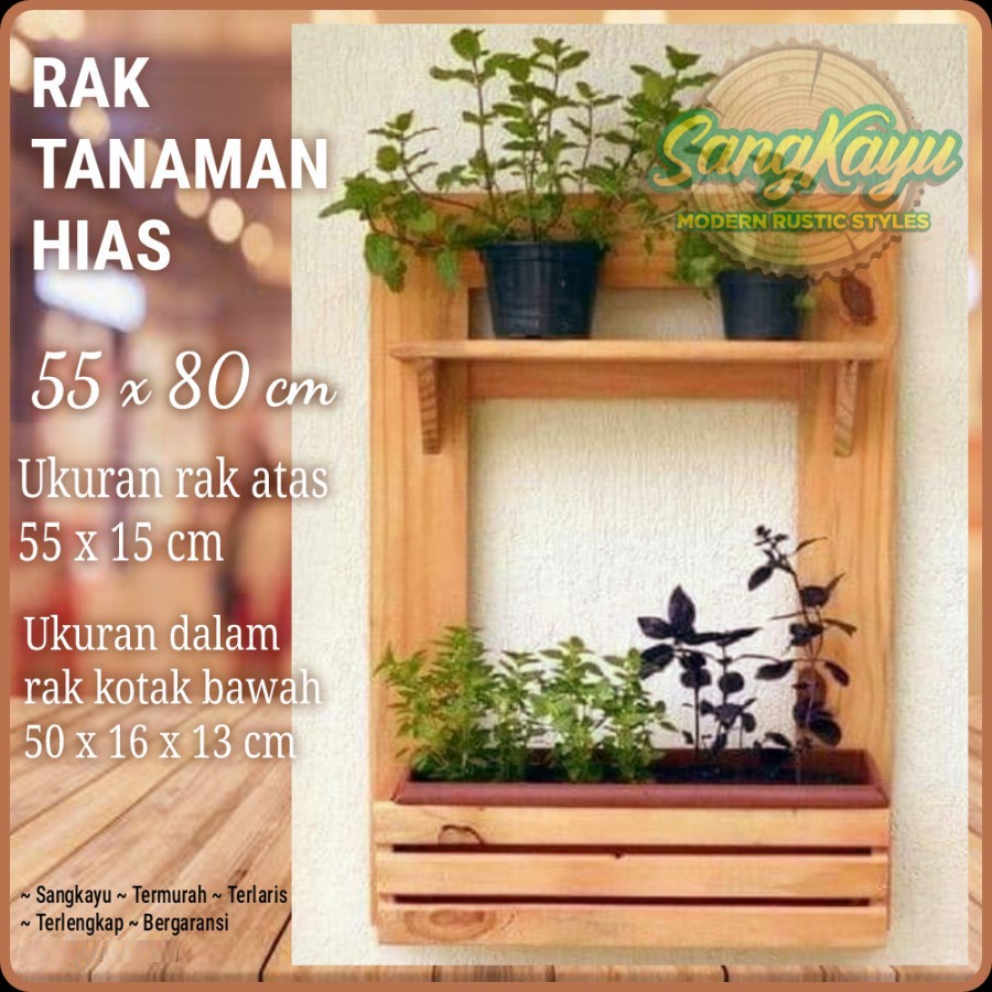 SangKayu Wood Planter Rak Tanaman Hias Dinding Kayu Rak Pot Bunga Tanaman Hias