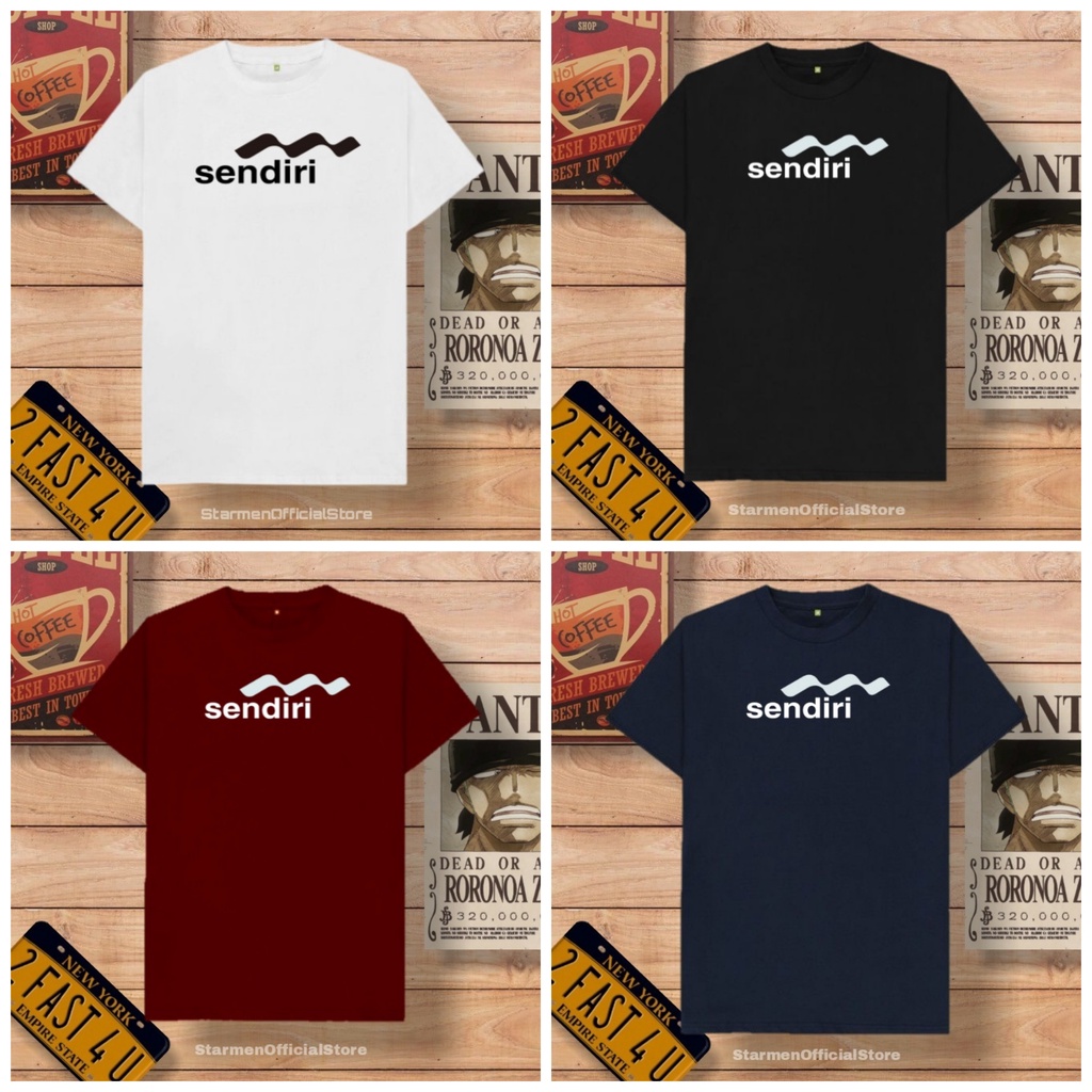 Kaos Distro Unisex SENDIRI Katun Combed 30s / sablon polyflex /polyflex premium / Pakaian Pria Wanita Atasan Cowok Cewek /kaos kekinian / kaos viral / tshirt tumbrl tee basic /SIZE M , L , XL , XXL / kaus oblong oversize kaos murah best seller ready