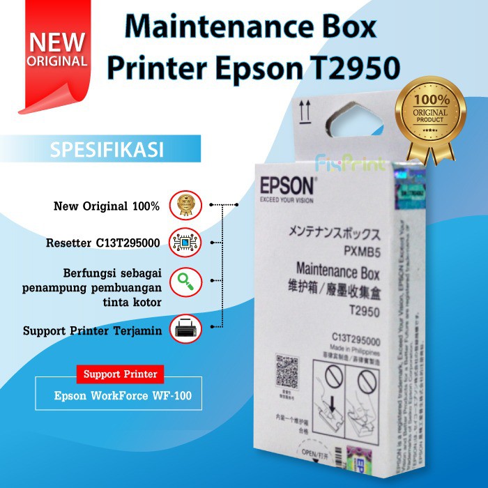 Maintenance Box Epson T2950 PXMB5 Ink Pad Pembuangan Printer Workforce WF-100 WF100 WF 100