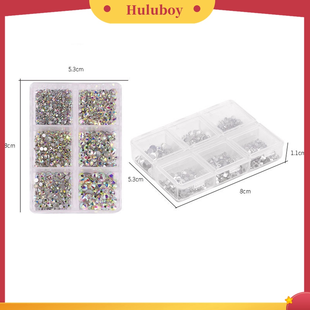 Huluboy Huluboy♡ 6 Grid / Box Berlian Imitasi Glitter AB Aneka Bentuk Multifungsi Untuk Dekorasi Nail Art