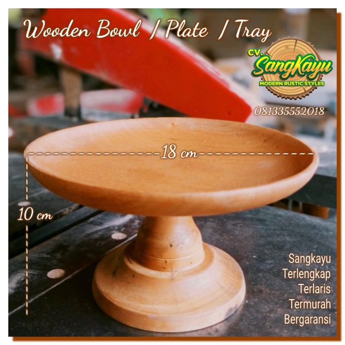 Wooden Bowl tray with leg 18x10 mangkok saji mangkuk kaki serbaguna