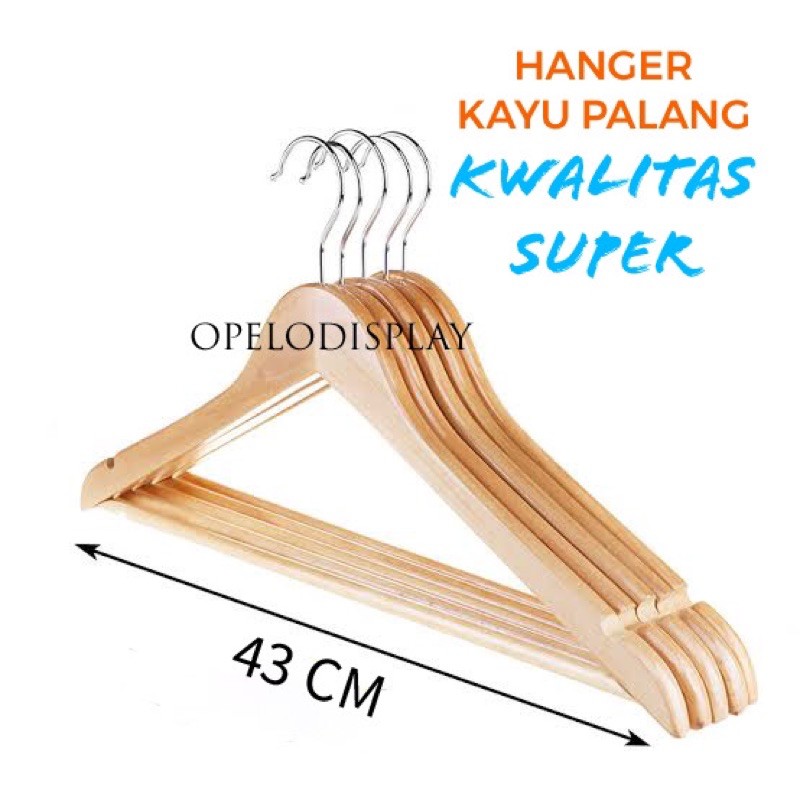 GANTUNGAN BAJU / HANGER KAYU PALANG NATURAL DEWASA (LKKB)