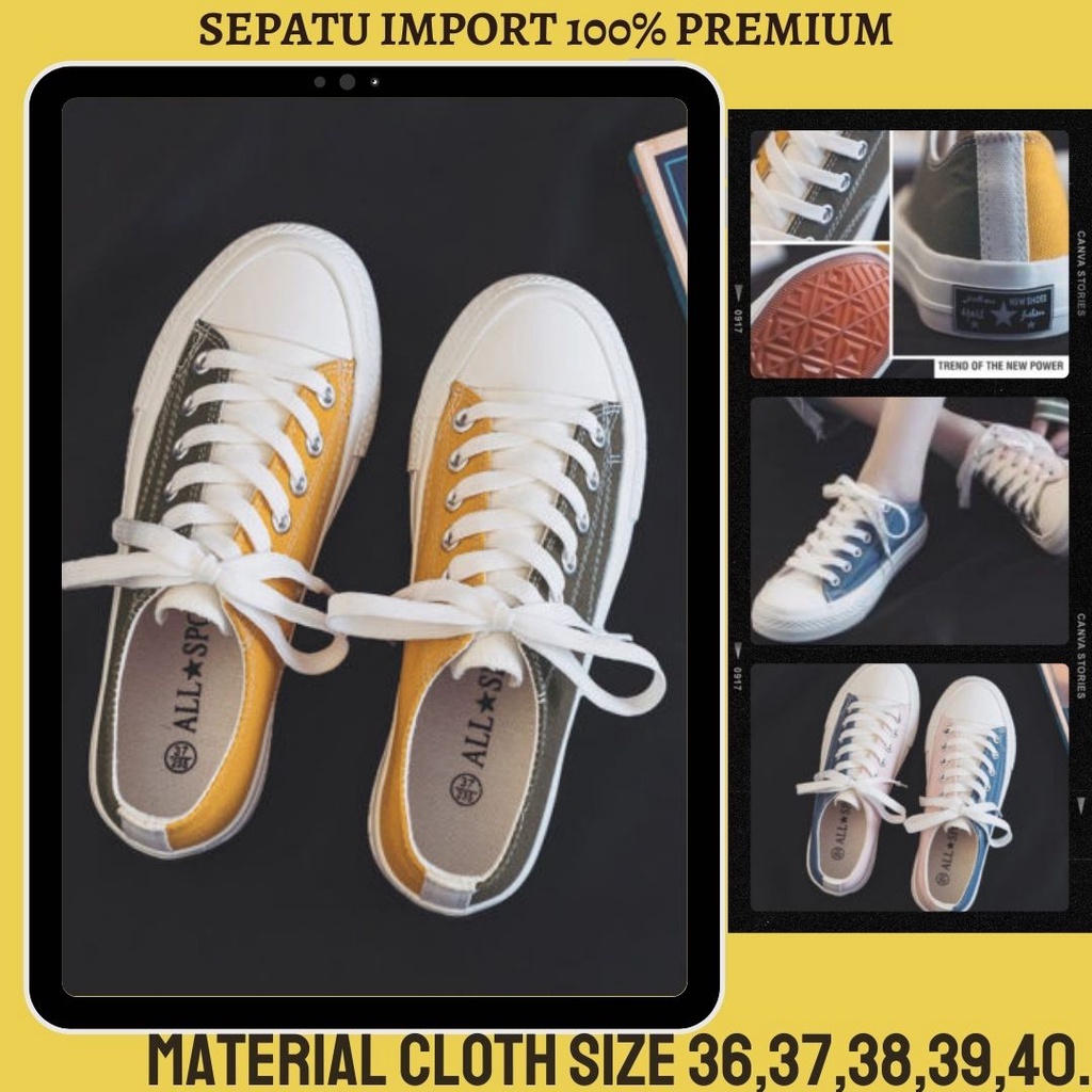 JSSKB10 sepatu sneakers sneaker sneker snekers sport olahraga canvas tali wanita perempuan cewek cew