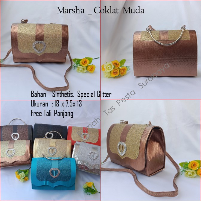 Tas Clutch,Tas Seserahan,Tas Souvenir,Marsha _ Coklat Muda