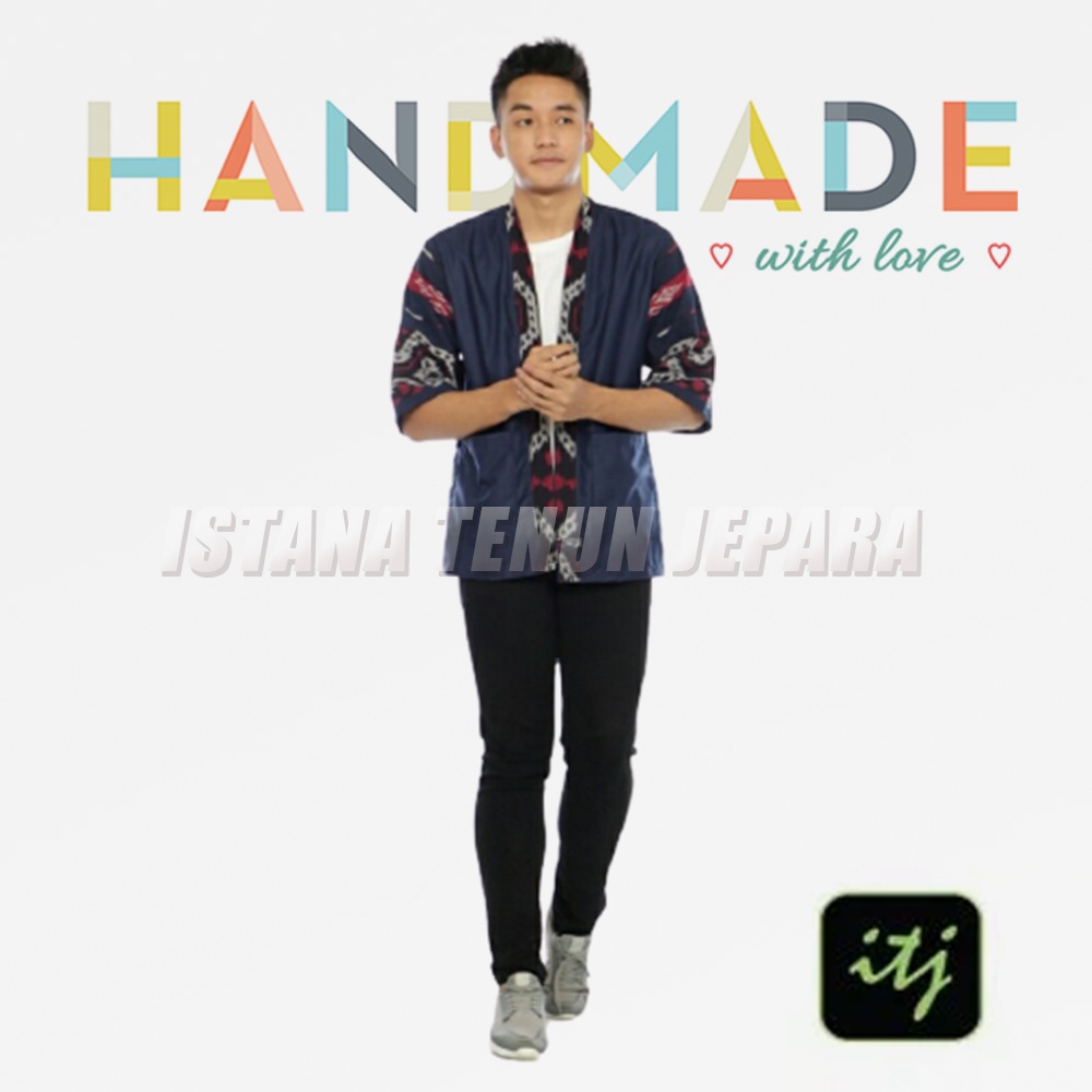 Blazer Pria / Outer Pria Tenun / Kimono Etnik Handmade Tenun Troso Kombinasi