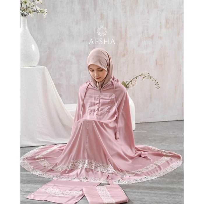 Mukena 2in1 Zahra Travel Zara Silk Hampers Sajadah dan Box Afsha - Cherry Pink
