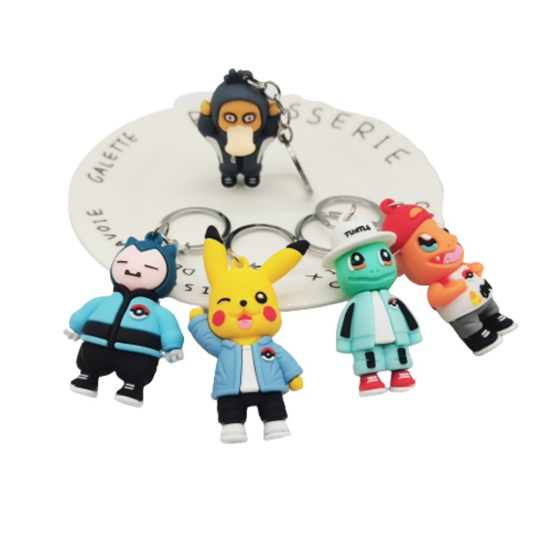 Pokemon Anime Pikachu Doll Keychain Bag Key Ring Pendant Accessories Wearing Sweater Short-sleeved Sleeping Bag Birthday Gifts