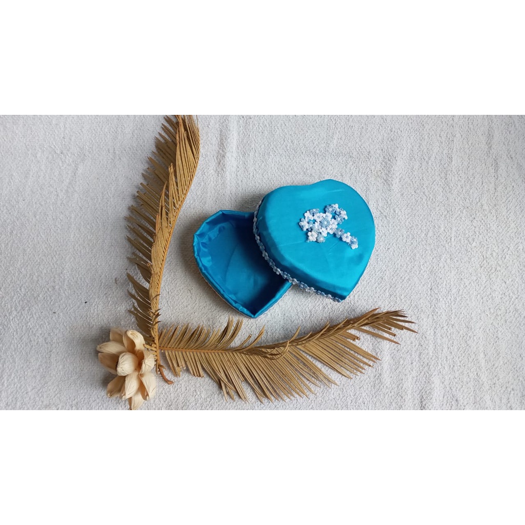 BEST PRODUCT KOTAK HANTARAN,KOTAK PARCEL CANTIK, KOTAK PARCEL, kotak perhiasan kain love biru laut
