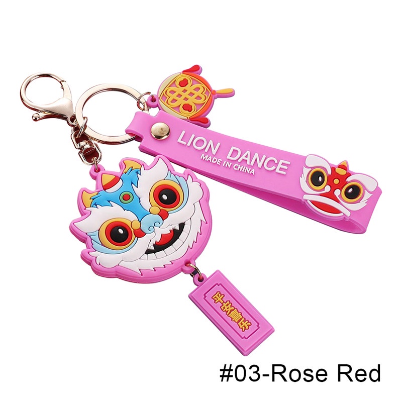 TK Lion Dance PVC Keychains Backpack Pendant Best New Year Gift Lucky Charm Keyrings Girl Gifts