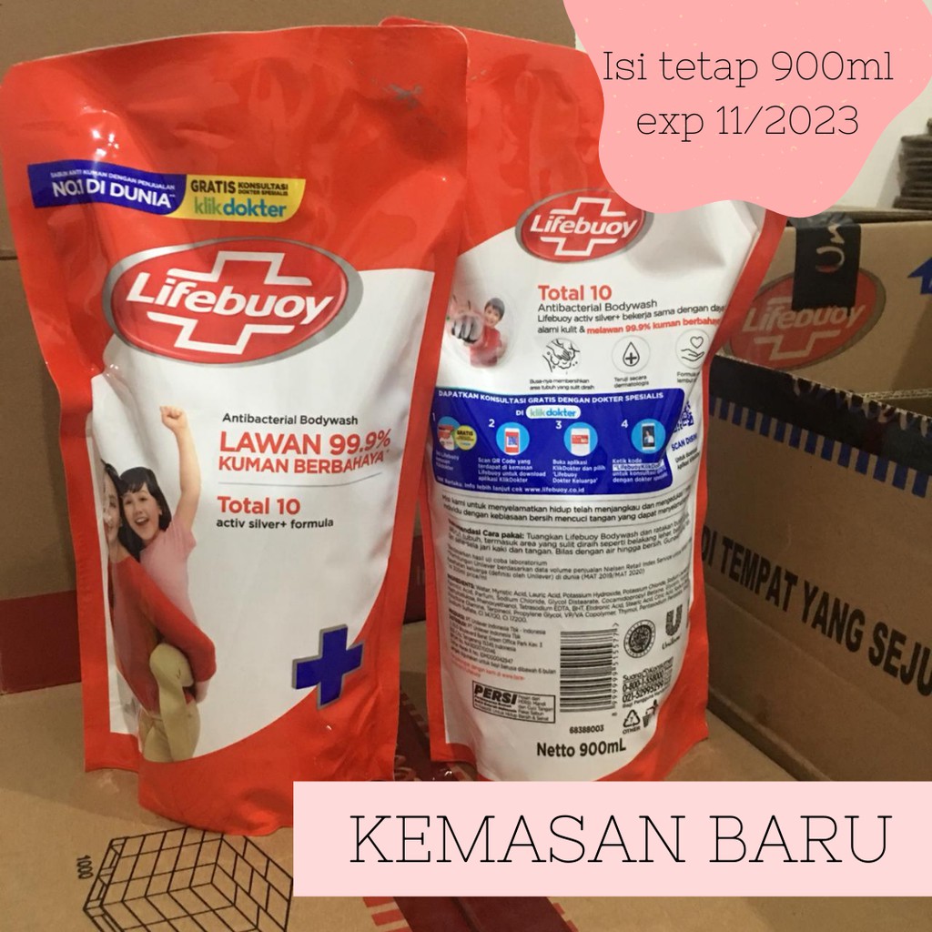 Lifebuoy Body Wash Total 10 Refill 825 ml / Sabun Cair Lifeboy merah 825ml