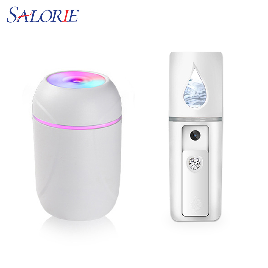 Salorie Humidifier / Air Purifier / Atomizer Nano Spray Ultrasonik 260ML Portable USB Rechargeable Dengan Lampu LED 50ML