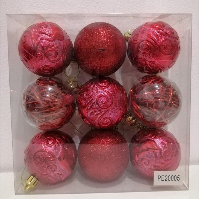 

[PROMO SPESIAL] BOLA HIASAN NATAL 6CM ISI 9PCS-MERAH-RRQ