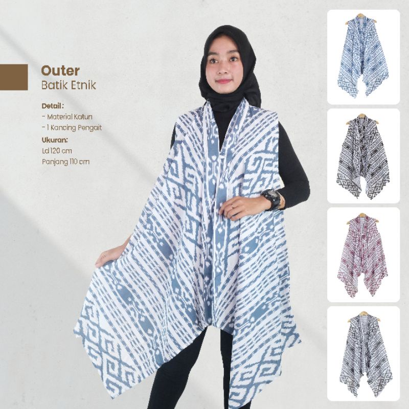 Outer Vest Motif Batik Etnik Fit to XXL- Naira Batik