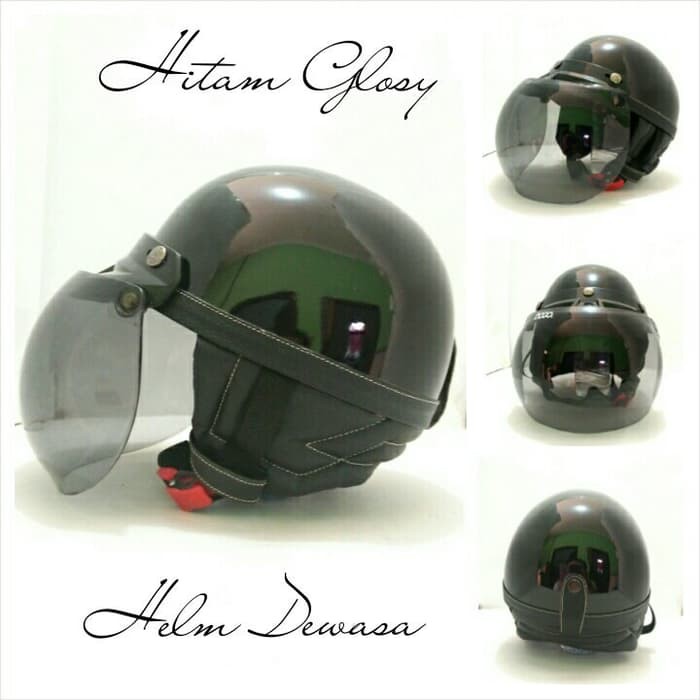 Helm Bogo Retro Chip Hitam Glosy Kaca Bogo Ori