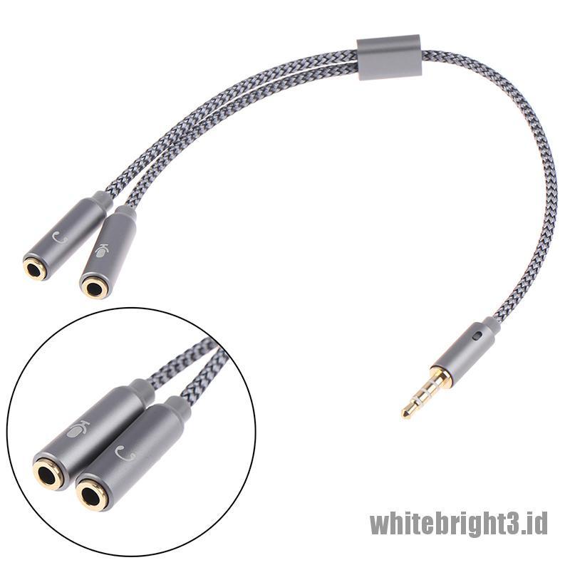 &lt; White3 &gt; Adapter Splitter Jack Audio 3.5mm 1 Male Ke 2 Female Untuk Headphone / Earphone