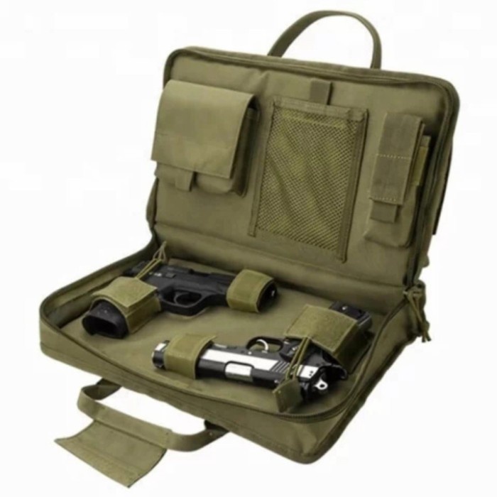 tas senjata pistol 2 kompartement dan peluru 2in1 green army