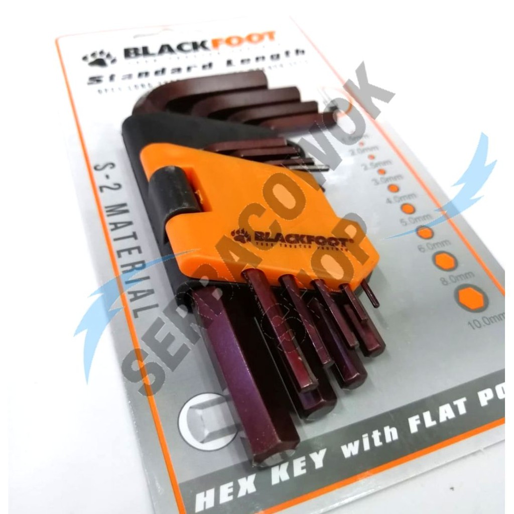 Blackfoot Kunci L Pendek Short Hexagonal 9 Pcs Hex Key Wrench Set 1.5mm - 10 Mm Termurah Berkualitas