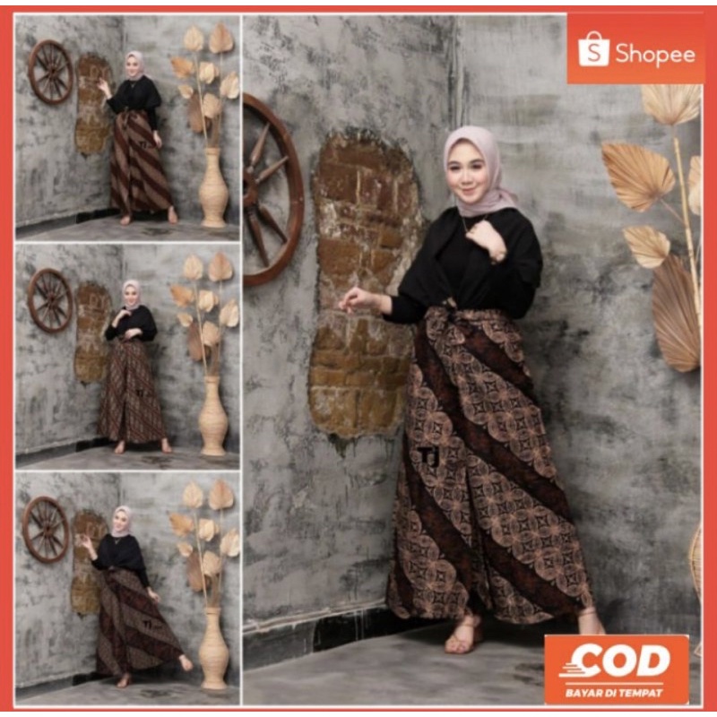 KULOT BATIK WANITA PEKALONGAN SOGAN MOTIF BATIK JARIK LAWASAN/ KULOT ROK/ KULOT KONDANGAN/KULIT WANI