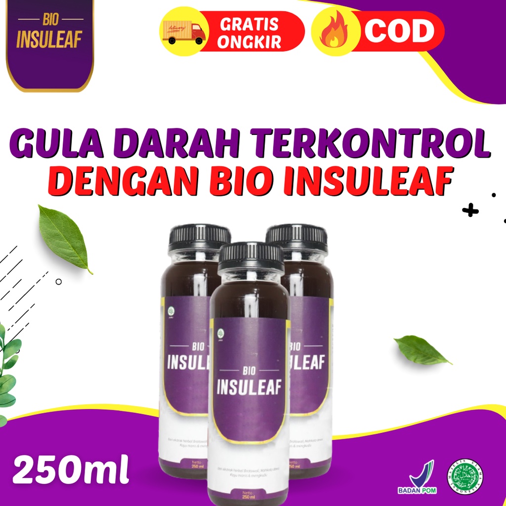 BIO INSULEAF ORIGINAL | Herbal Alami Turunkan Gula Darah - Ringankan Gejala Kencing Manis Solusi Atasi Diabetes 250ml