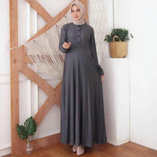 Baju Gamis Wanita Terbaru Gamis Calvin Jeans Polos Busui 8375-2