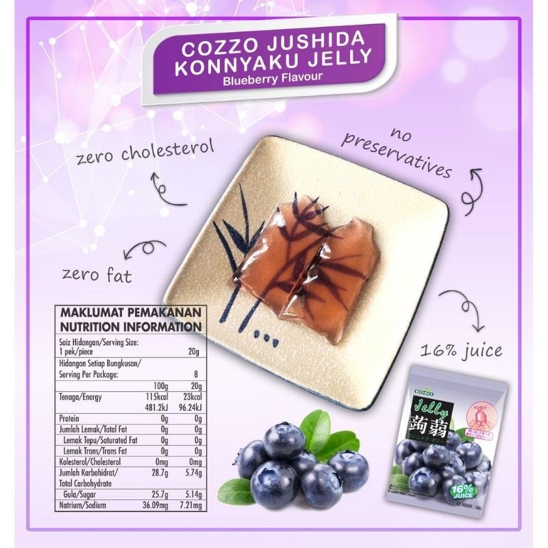 Cozzo Zero Fat Jelly Pouch 160g 蒟蒻 Cemilan Jelly