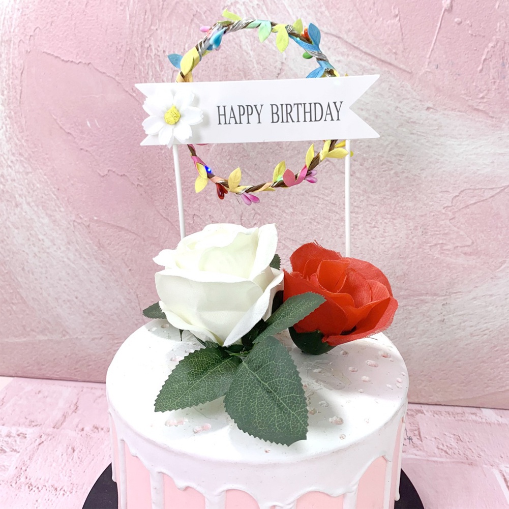 Topper Kue Desain Tulisan Happy Birthday Dengan Lampu Led Reusable Untuk Dekorasi Pesta Ulang Tahun