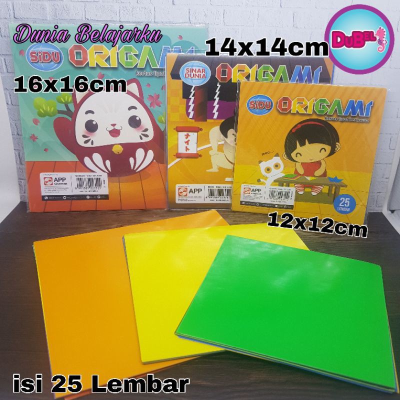 

Kertas Origami Sidu / Kertas Lipat Origami Sidu Kecil Besar / isi 25 Lembar / 12cm / 14cm / 16cm